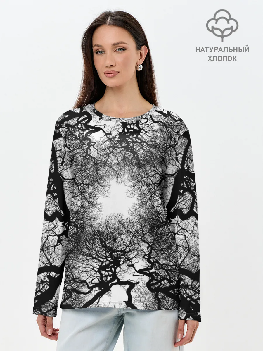 Лонгслив женский. Хлопок / Texture Branches