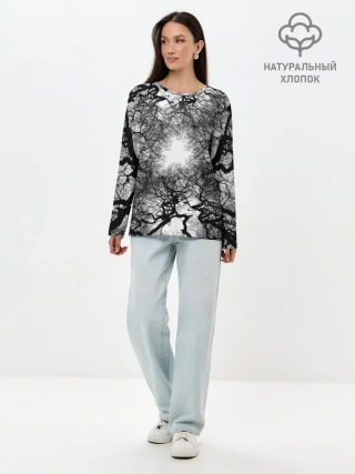 Лонгслив женский. Хлопок / Texture Branches
