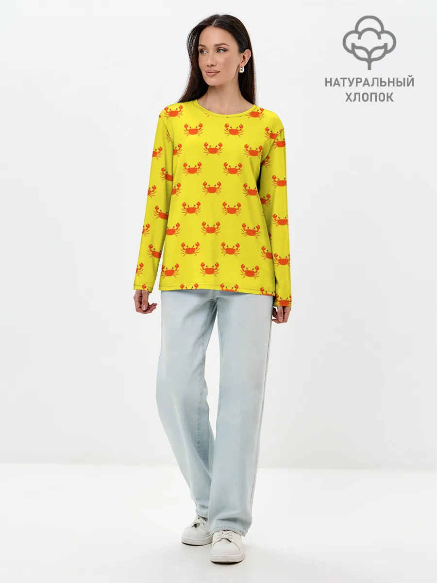 Лонгслив женский. Хлопок / Крабы