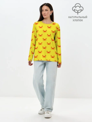 Лонгслив женский. Хлопок / Крабы