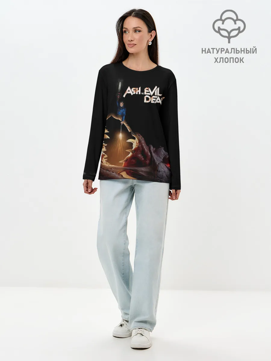 Лонгслив женский. Хлопок / Эш против демона