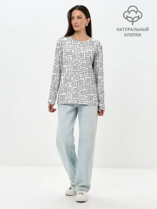 Лонгслив женский. Хлопок / Геометрический лабиринт