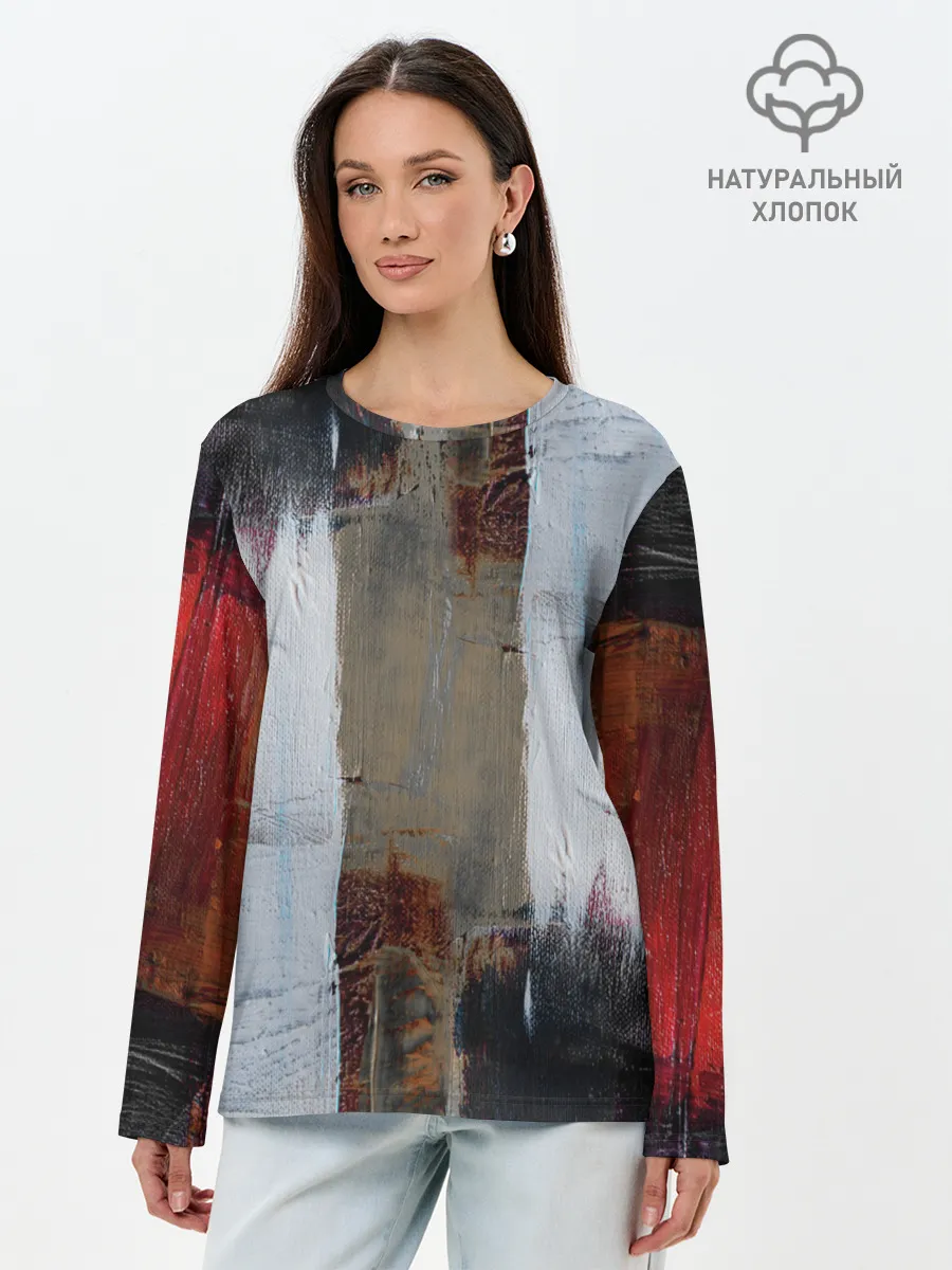 Лонгслив женский. Хлопок / Абстракция Красок