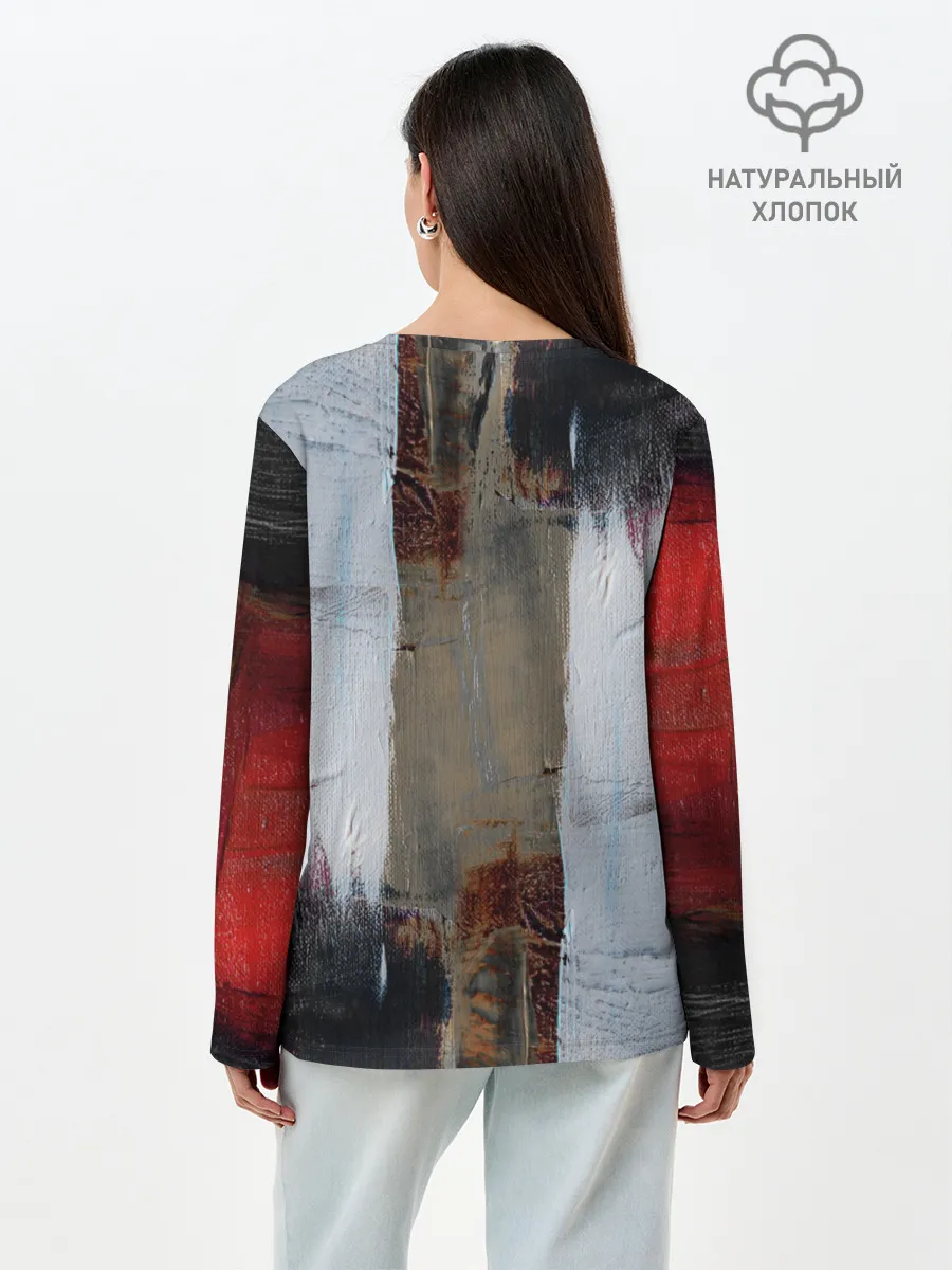 Лонгслив женский. Хлопок / Абстракция Красок