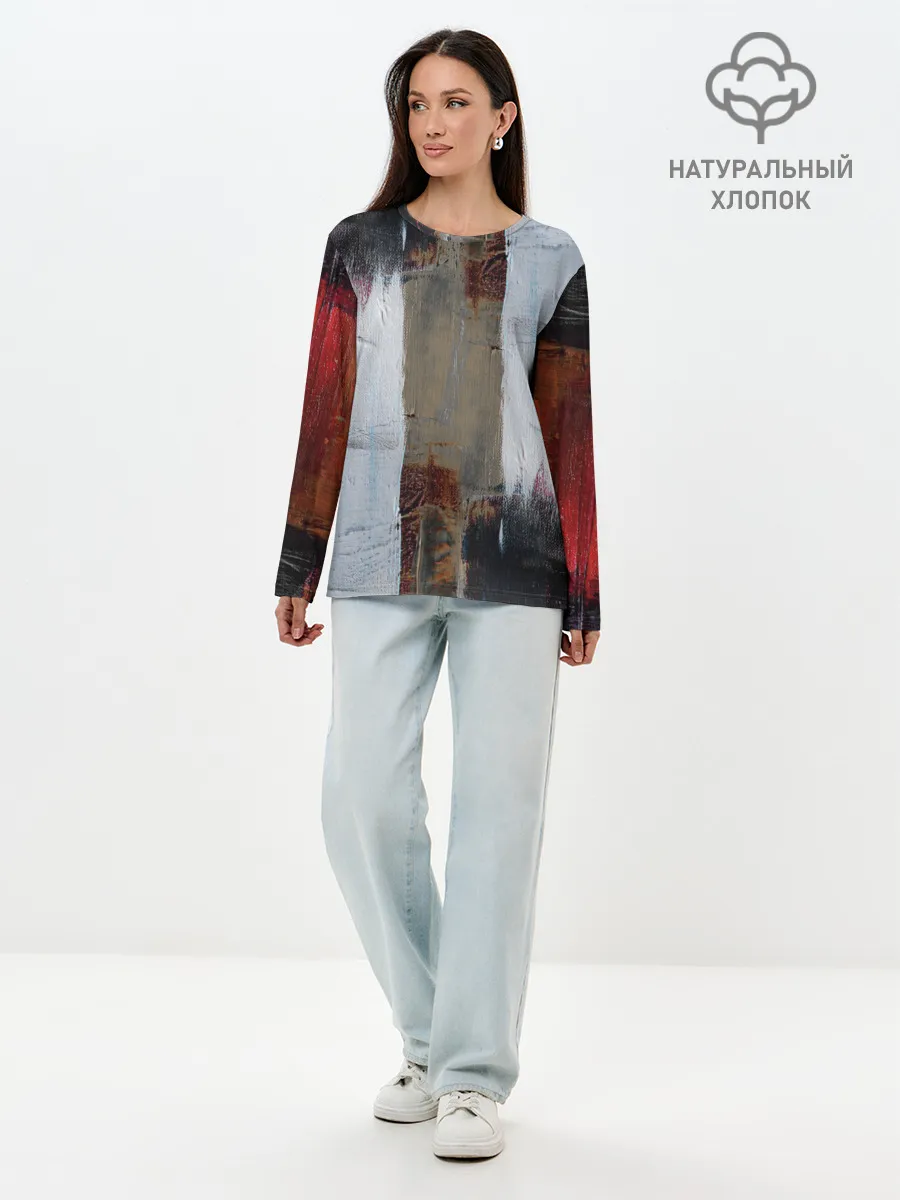 Лонгслив женский. Хлопок / Абстракция Красок