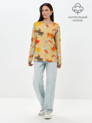 Лонгслив женский. Хлопок / Рыбки