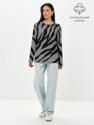 Лонгслив женский. Хлопок / Камуфляж Зебра