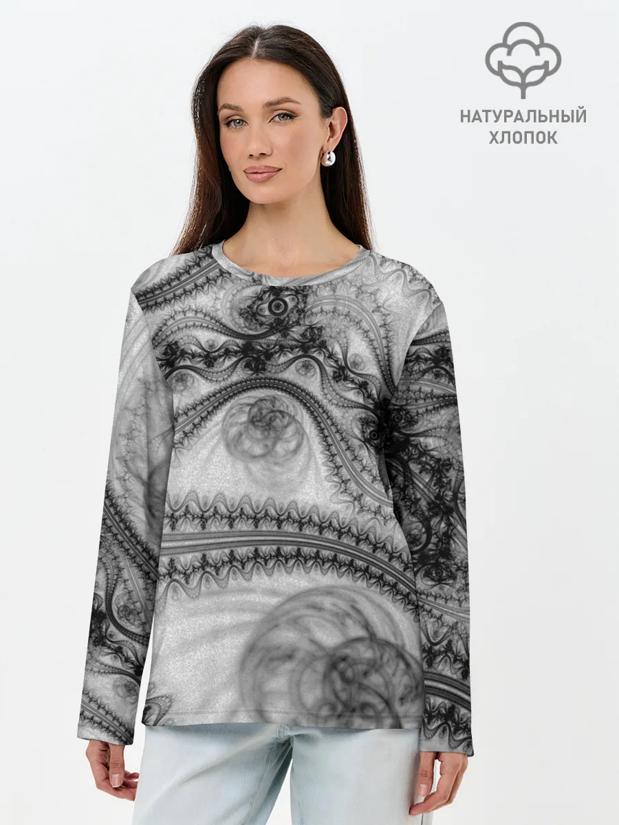 Лонгслив женский. Хлопок / Spilled ink Texture