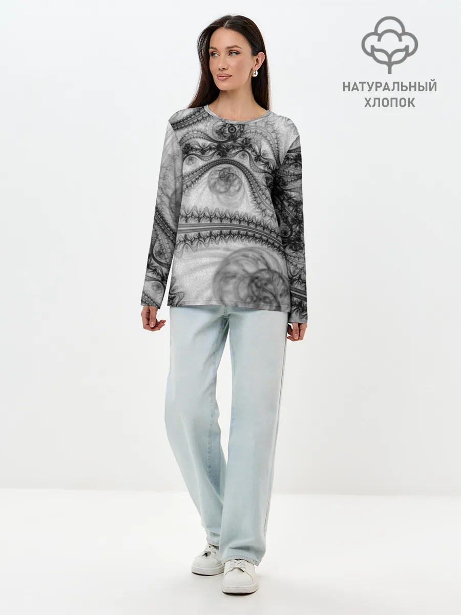 Лонгслив женский. Хлопок / Spilled ink Texture