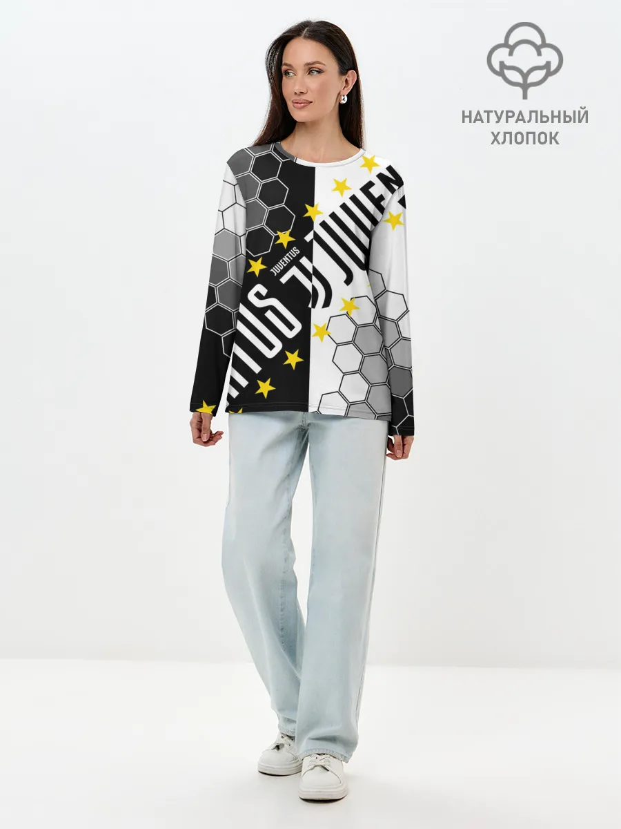 Лонгслив женский. Хлопок / JUVENTUS / ЮВЕНТУС / ЗВЕЗДЫ