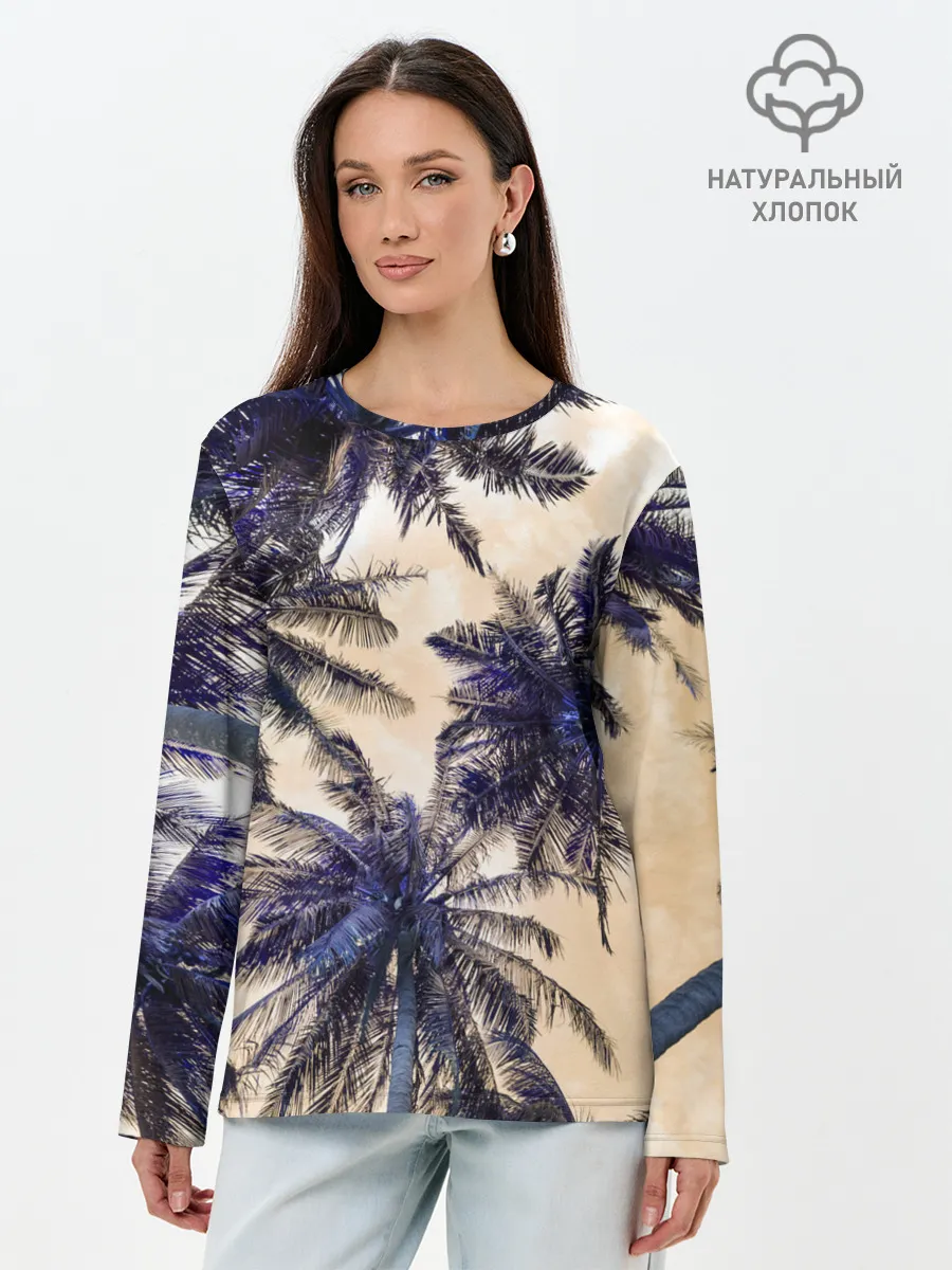 Лонгслив женский. Хлопок / Тропики