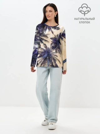 Лонгслив женский. Хлопок / Тропики