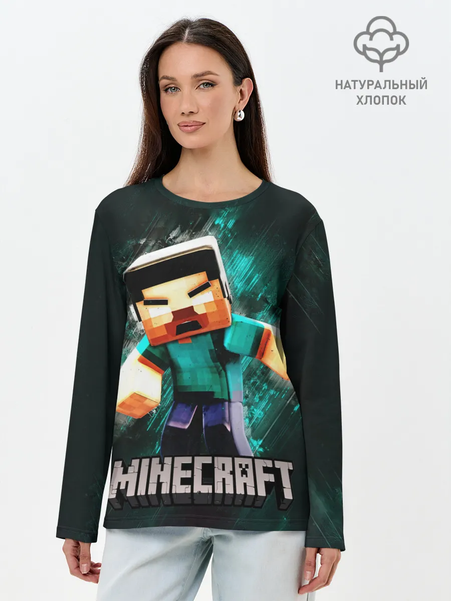 Лонгслив женский. Хлопок / MINECRAFT