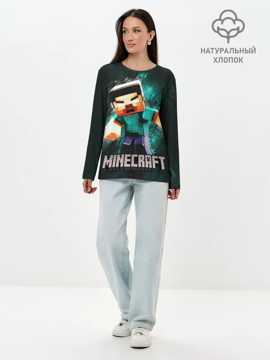 Лонгслив женский. Хлопок / MINECRAFT