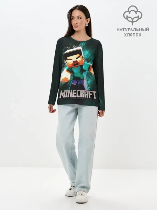 Лонгслив женский. Хлопок / MINECRAFT