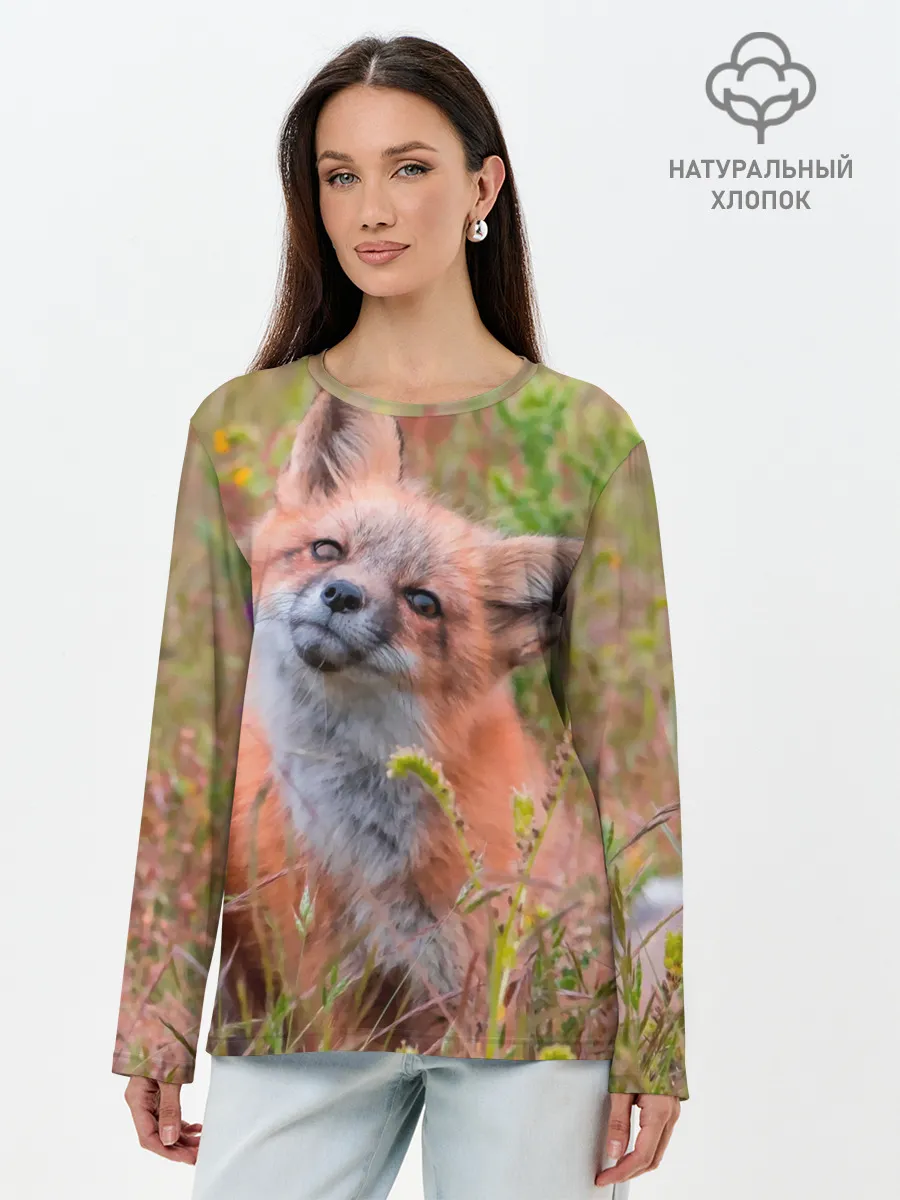 Лонгслив женский. Хлопок / Лисичка