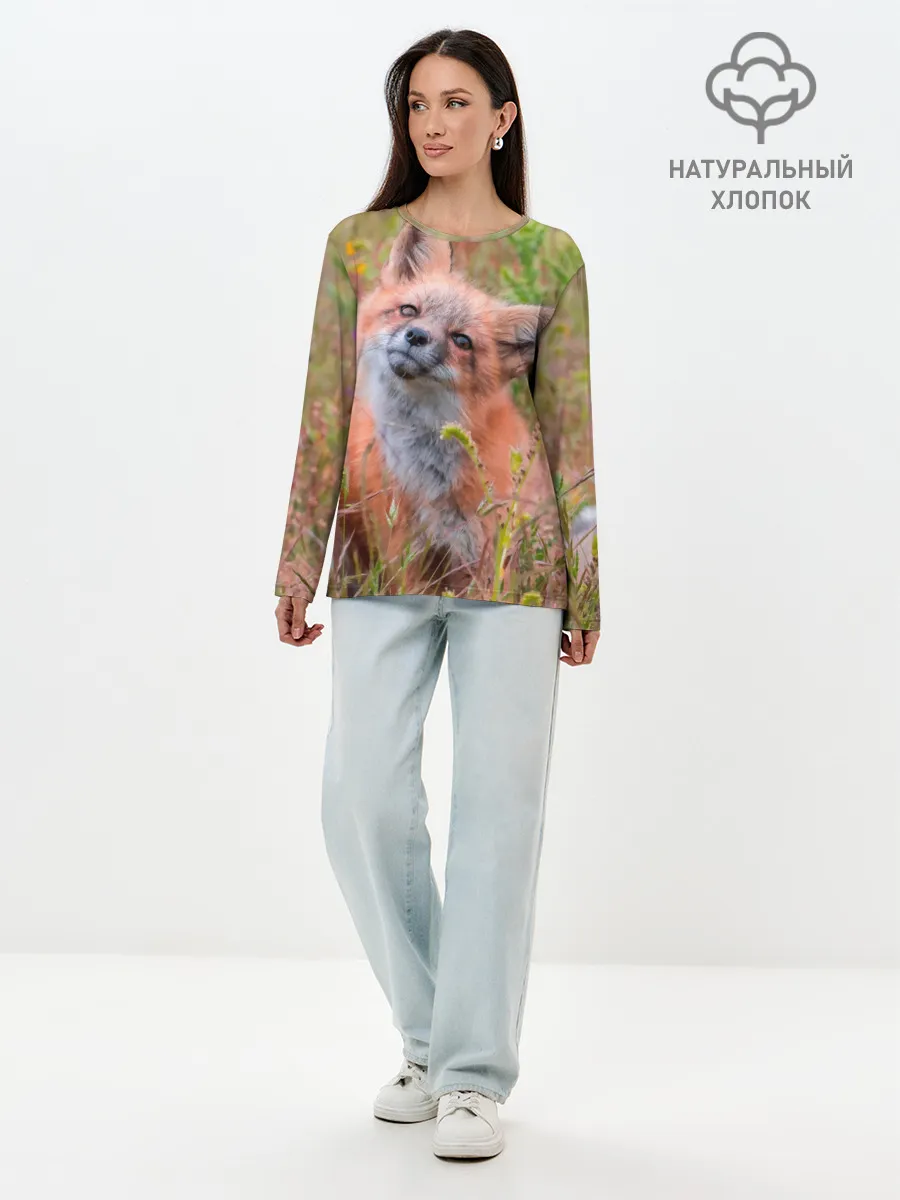 Лонгслив женский. Хлопок / Лисичка