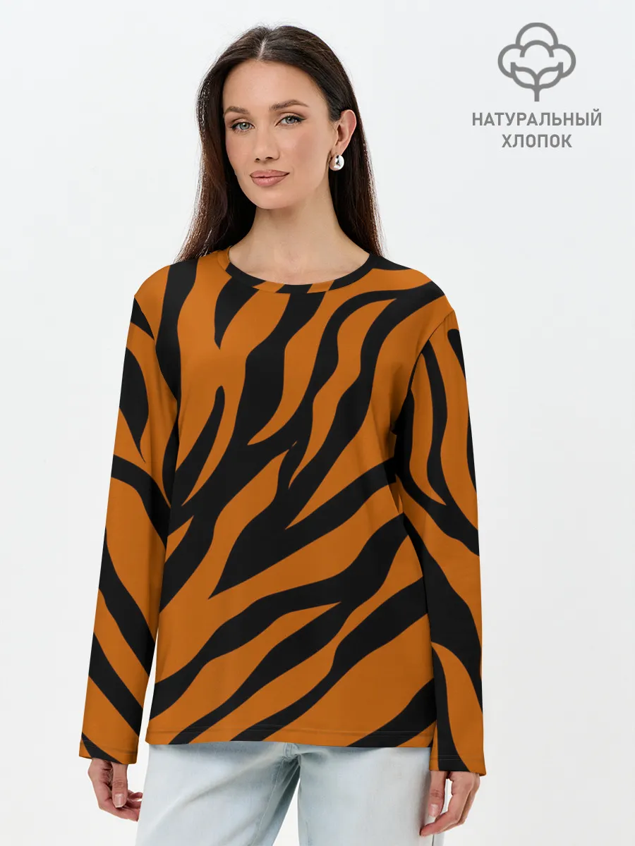 Лонгслив женский. Хлопок / Тигровый Камуфляж