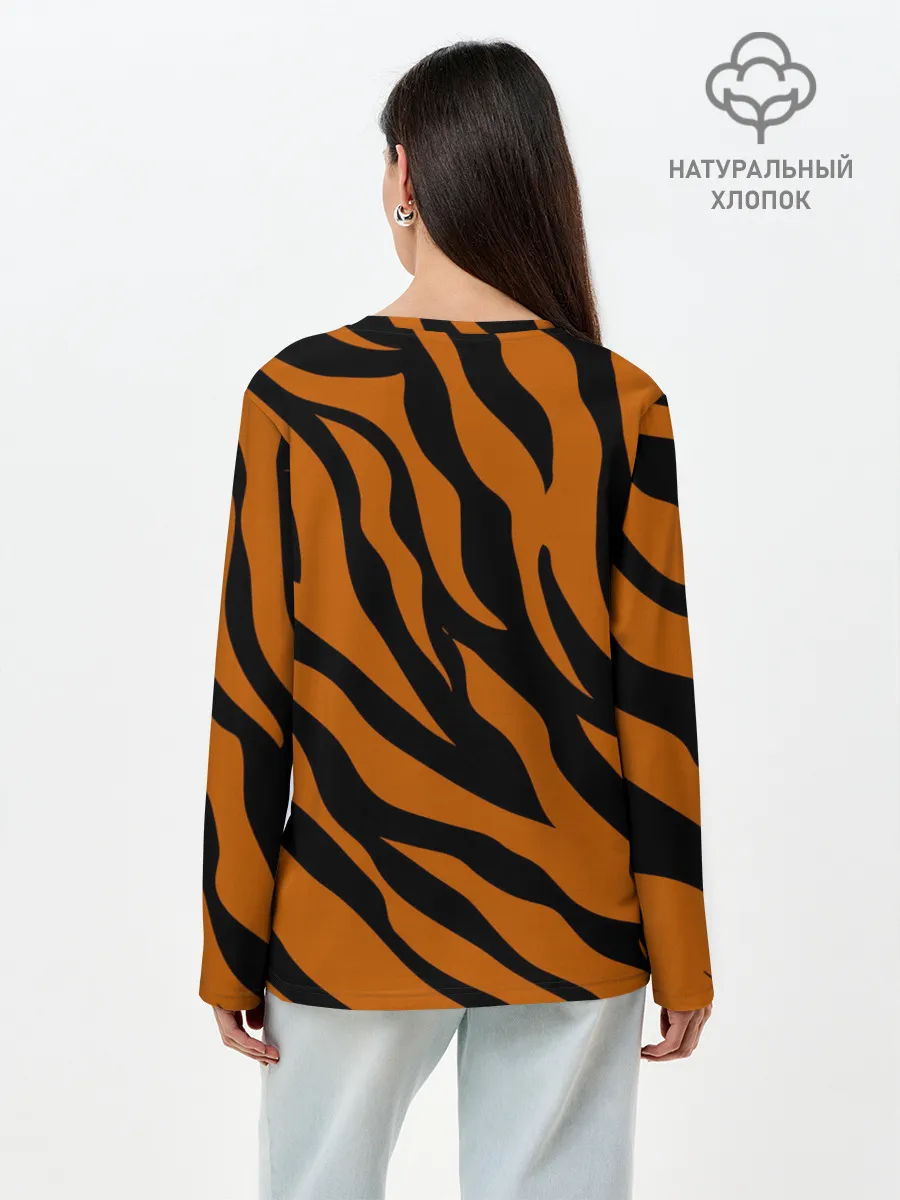 Лонгслив женский. Хлопок / Тигровый Камуфляж