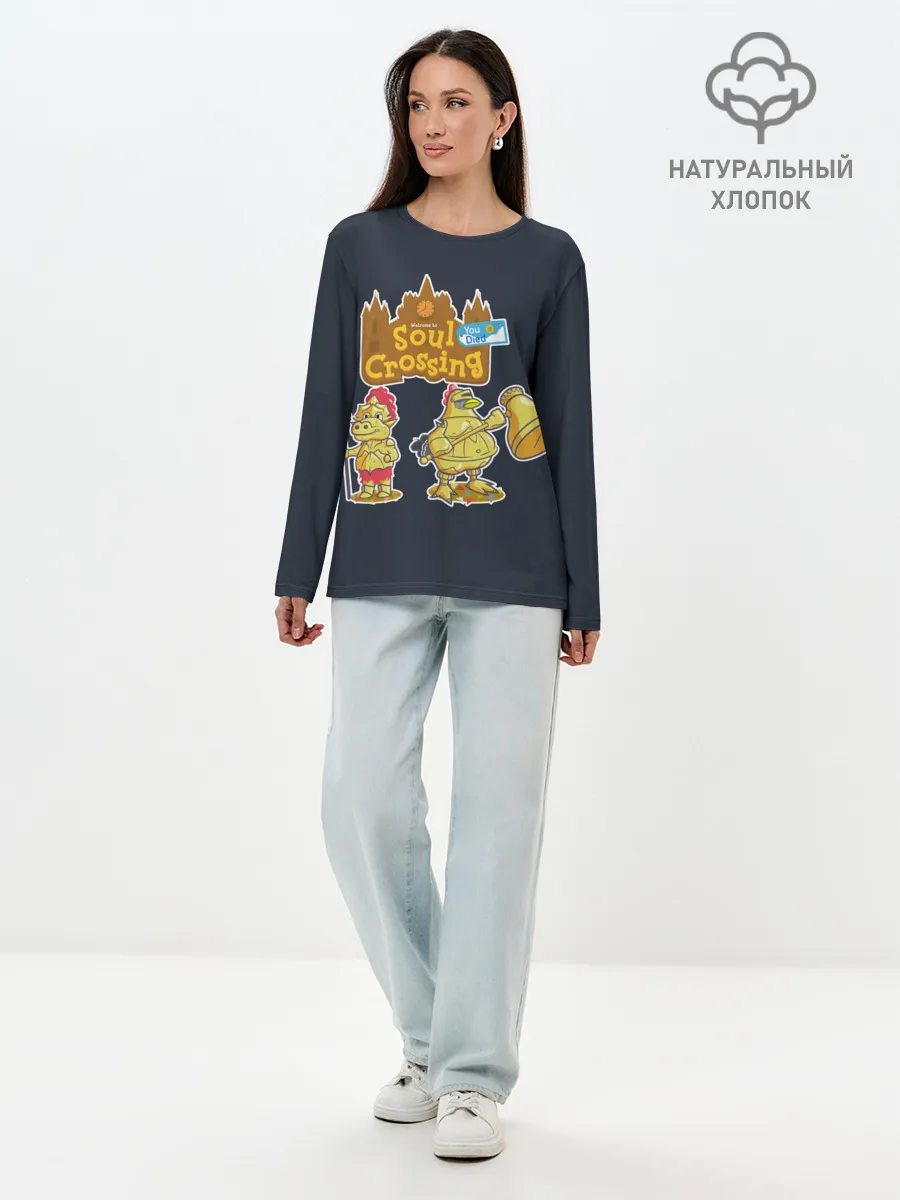 Лонгслив женский. Хлопок / Animal crossing x Dark Souls