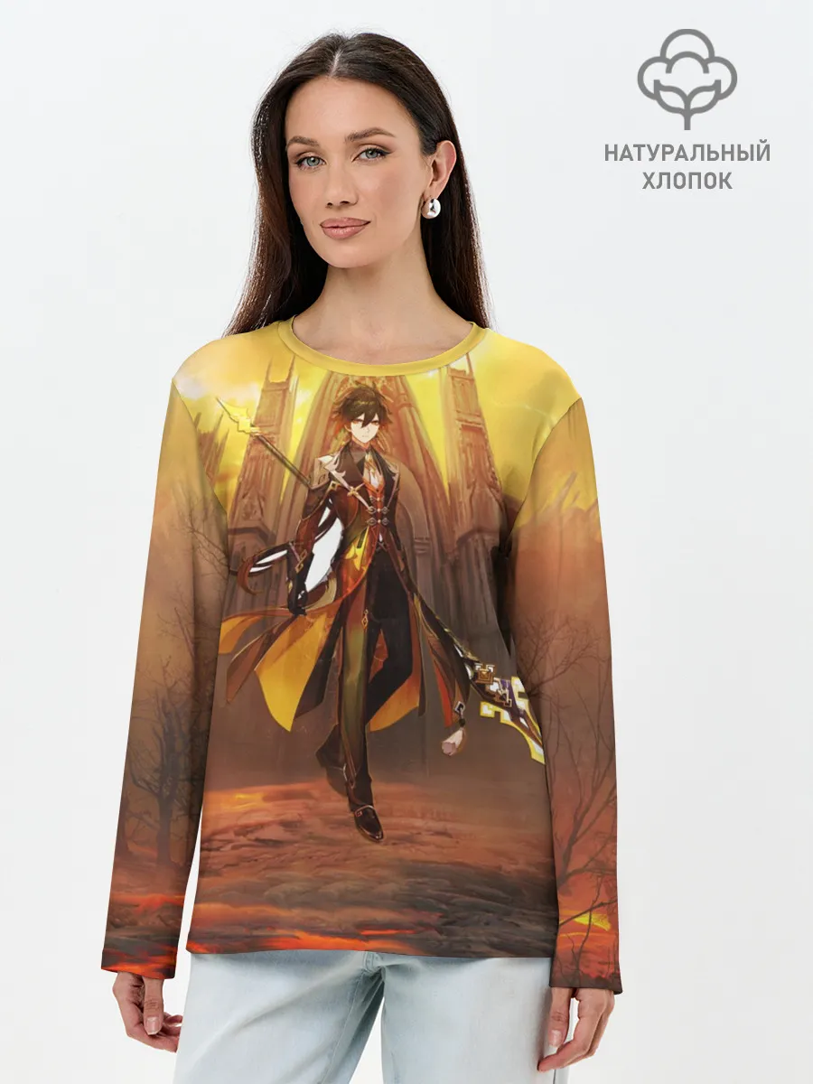 Лонгслив женский. Хлопок / GENSHIN INPACT, Zhong li