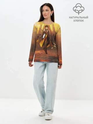 Лонгслив женский. Хлопок / GENSHIN INPACT, Zhong li