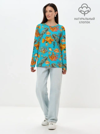 Лонгслив женский. Хлопок / Подводный мир