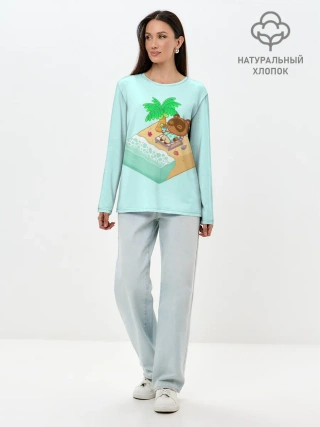 Лонгслив женский. Хлопок / Beach Crossing