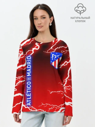 Лонгслив женский. Хлопок / АТЛЕТИКО МАДРИД / МОЛНИИ