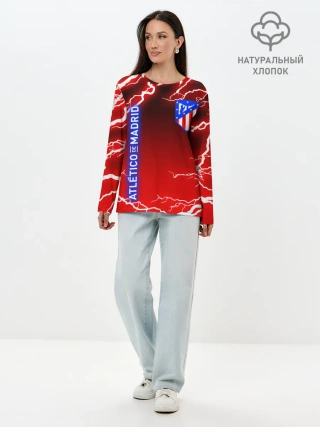 Лонгслив женский. Хлопок / АТЛЕТИКО МАДРИД / МОЛНИИ
