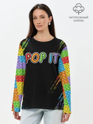 Лонгслив женский. Хлопок / POP IT / SIMPLE DIMPLE