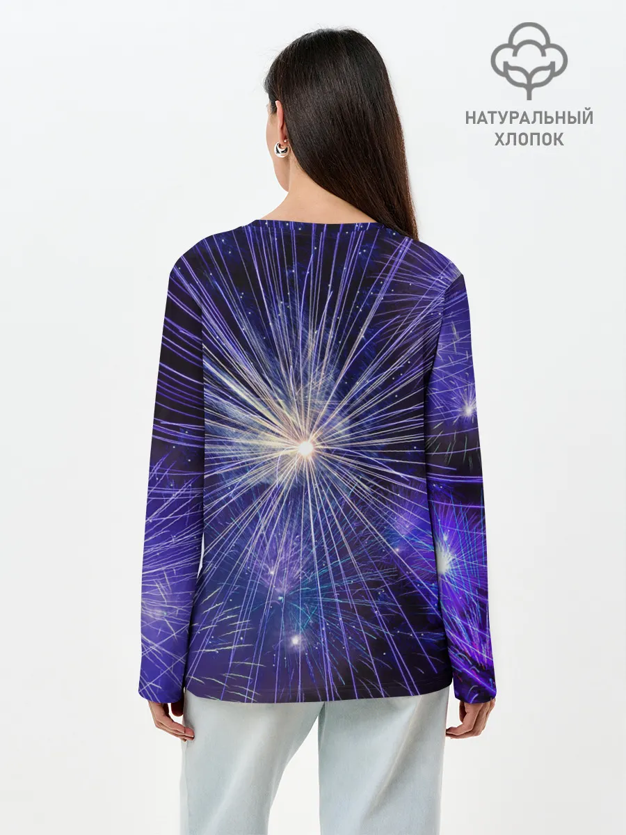 Лонгслив женский. Хлопок / Фейерверк