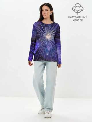 Лонгслив женский. Хлопок / Фейерверк