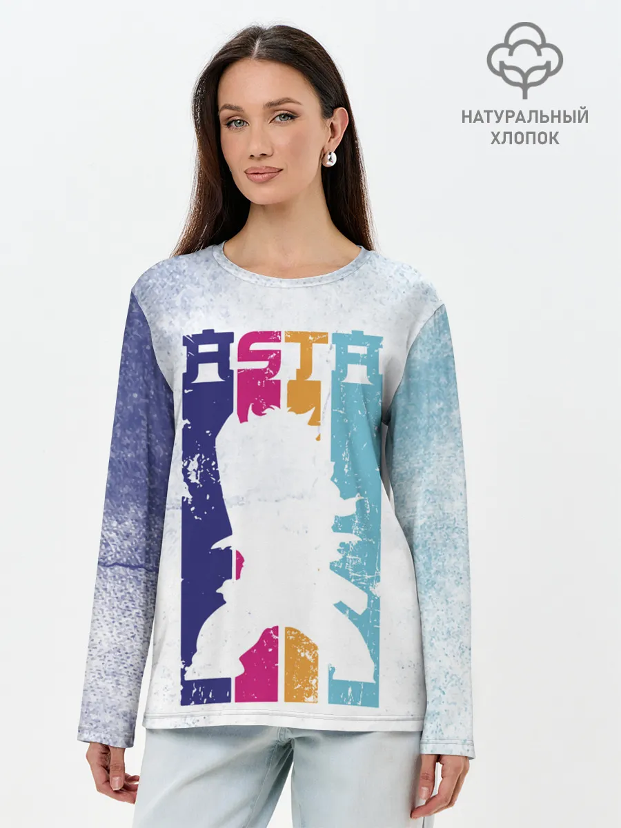 Лонгслив женский. Хлопок / Стена Аста Чёрный клевер