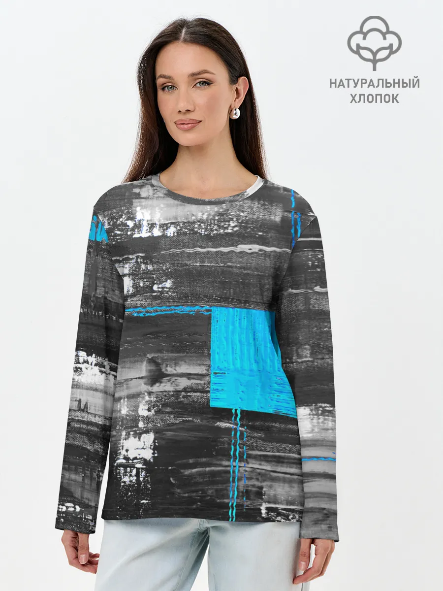 Лонгслив женский. Хлопок / Абстракция