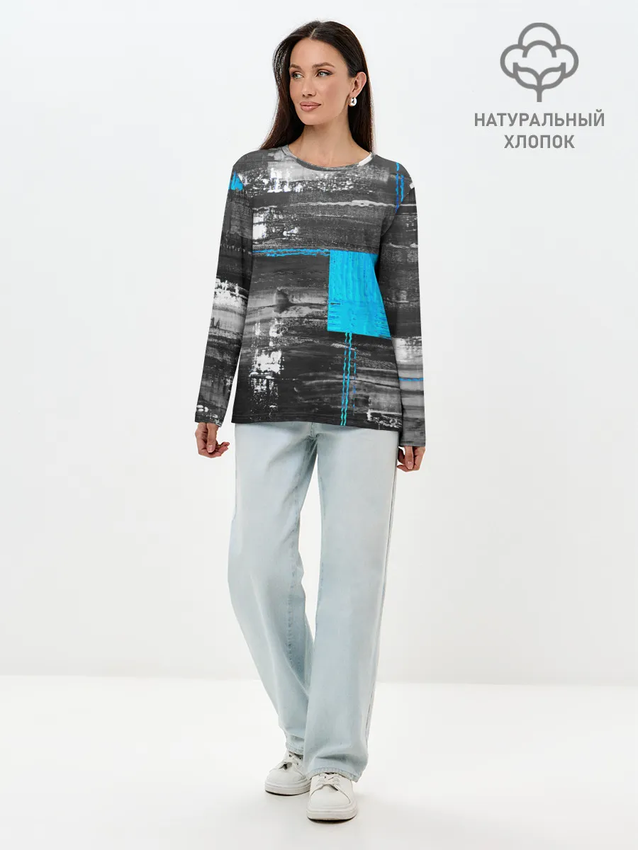 Лонгслив женский. Хлопок / Абстракция