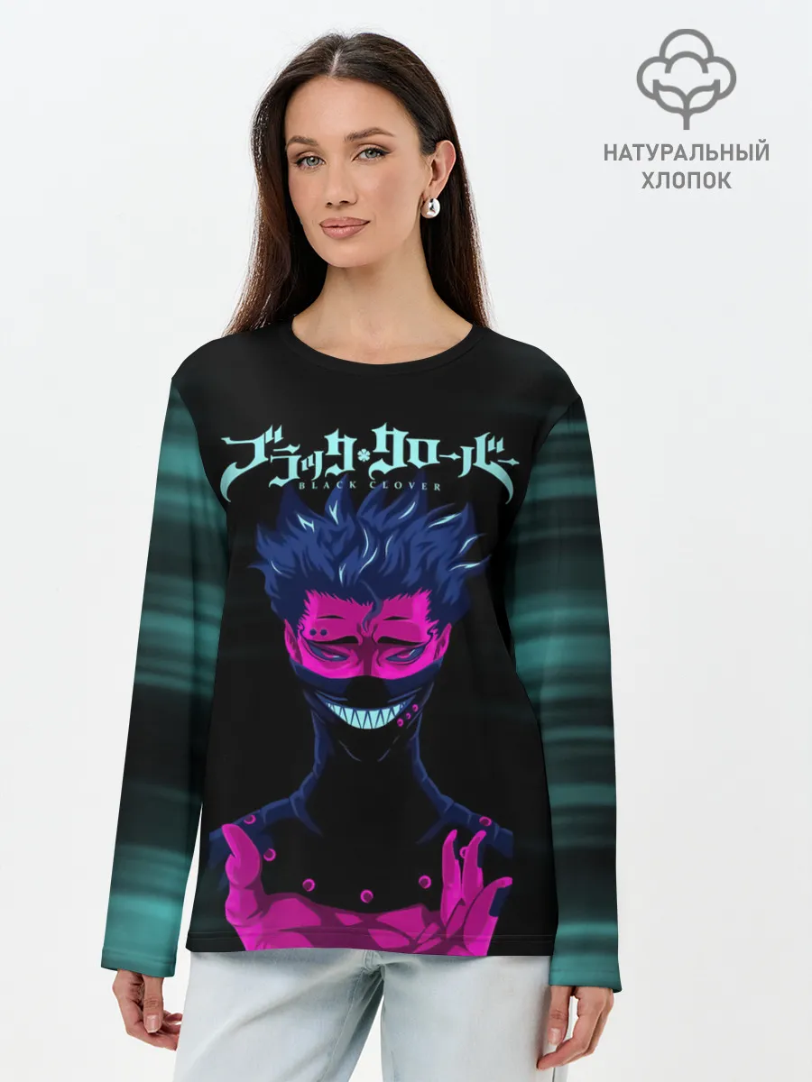 Лонгслив женский. Хлопок / Зора Идеаре Чёрный клевер