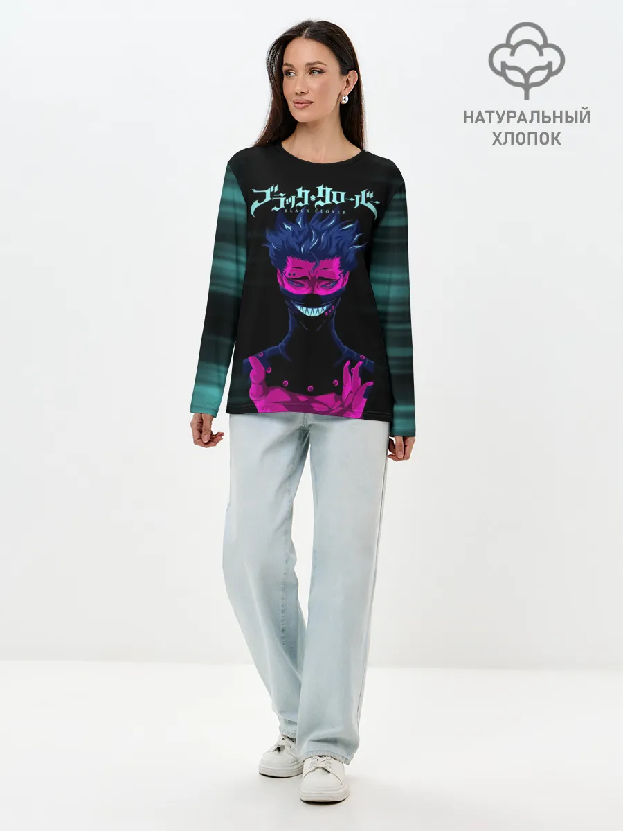 Лонгслив женский. Хлопок / Зора Идеаре Чёрный клевер