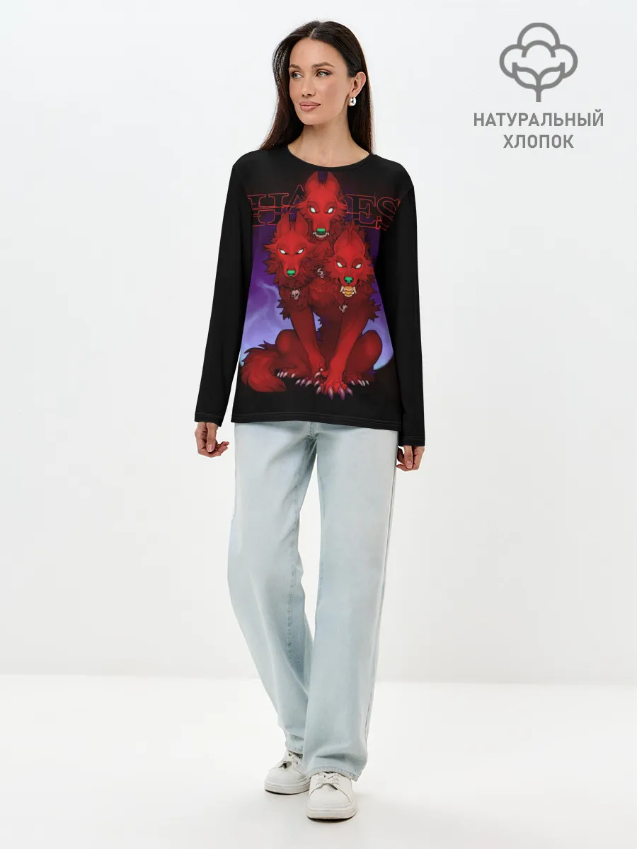 Лонгслив женский. Хлопок / Hades wolf