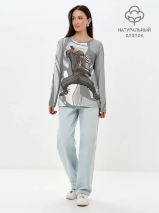 Лонгслив женский. Хлопок / Ниндзя