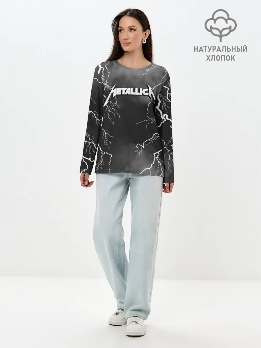 Лонгслив женский. Хлопок / METALLICA РАЗРЯД МОЛНИИ