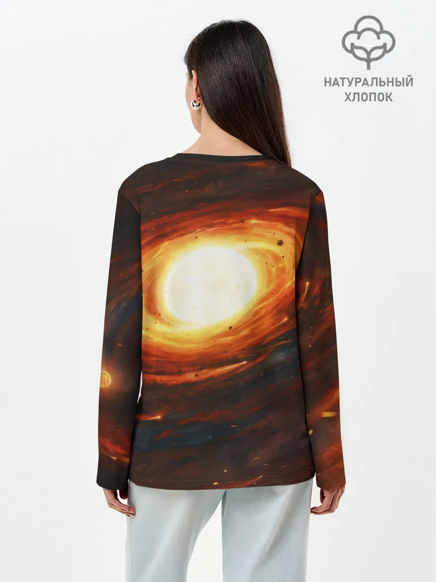 Лонгслив женский. Хлопок / ГАЛАКТИКА / КОСМОС / СОЛНЦЕ