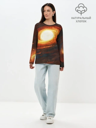 Лонгслив женский. Хлопок / ГАЛАКТИКА / КОСМОС / СОЛНЦЕ