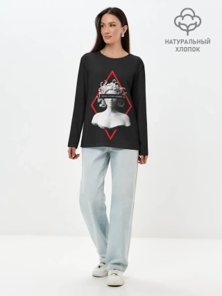 Лонгслив женский. Хлопок / ЧЕРВЬ СРЕДИ ЧЕРВЕЙ / ГОРГОНА
