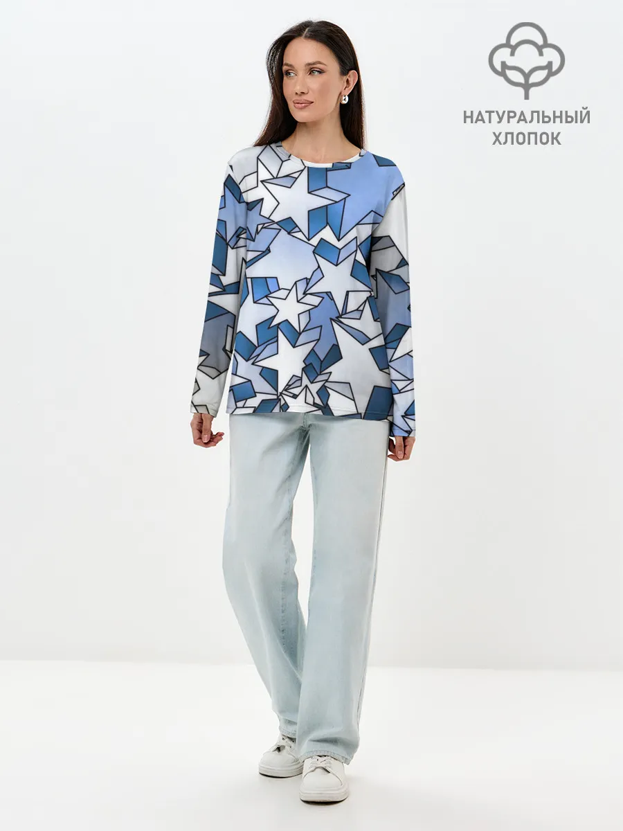 Лонгслив женский. Хлопок / Магические звезды