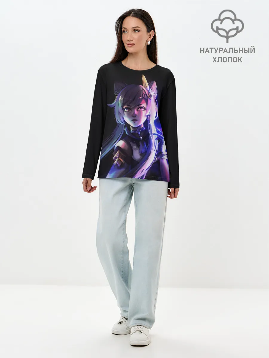 Лонгслив женский. Хлопок / Keqing - Геншин Импакт