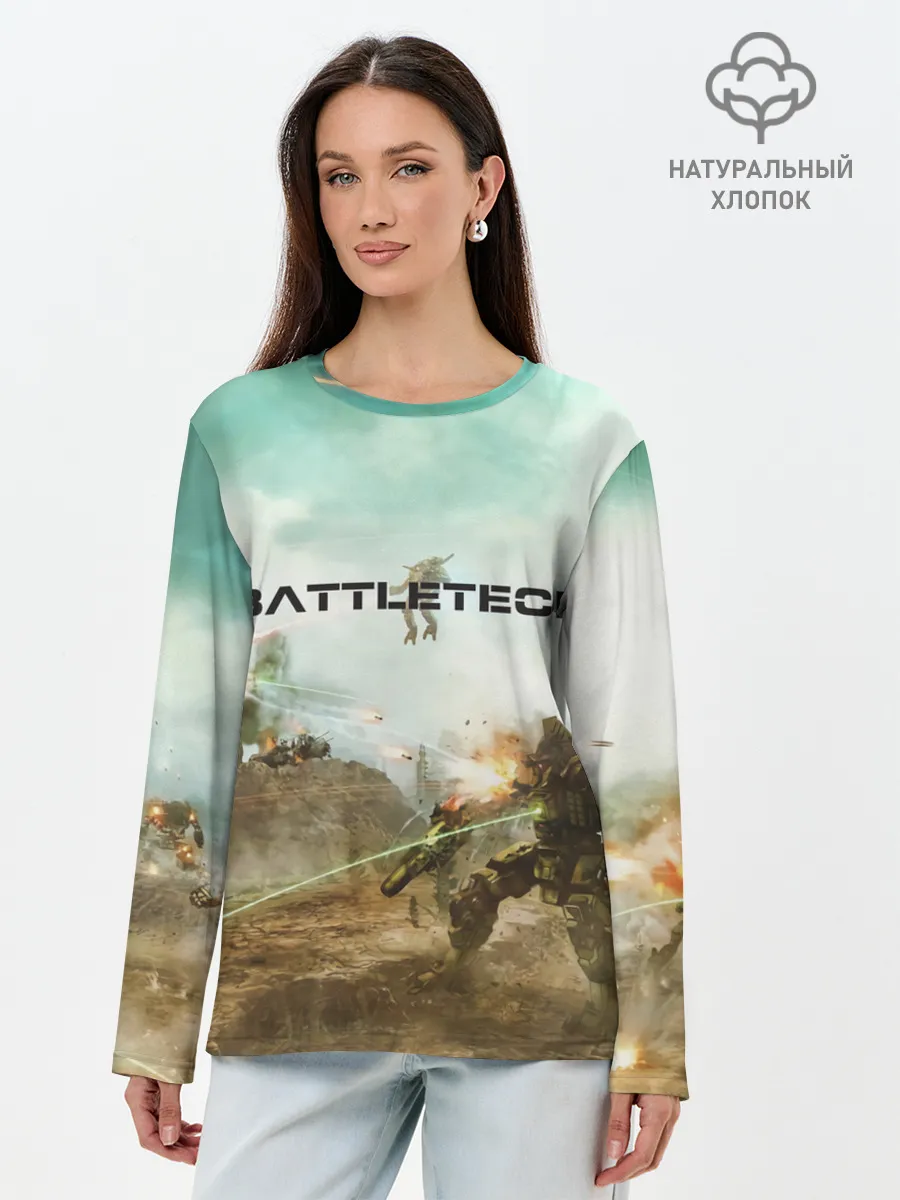 Лонгслив женский. Хлопок / Битва мехов