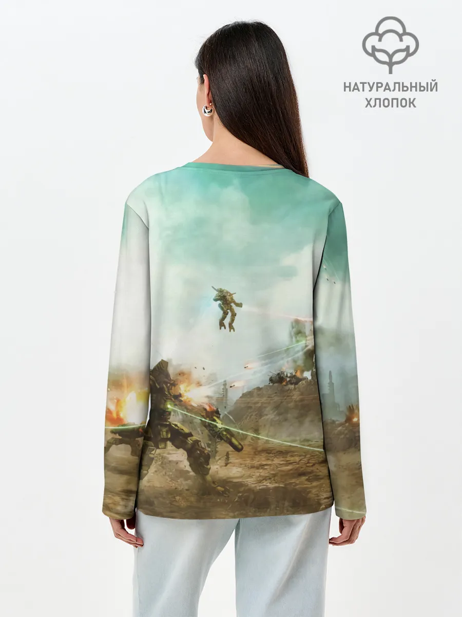 Лонгслив женский. Хлопок / Битва мехов