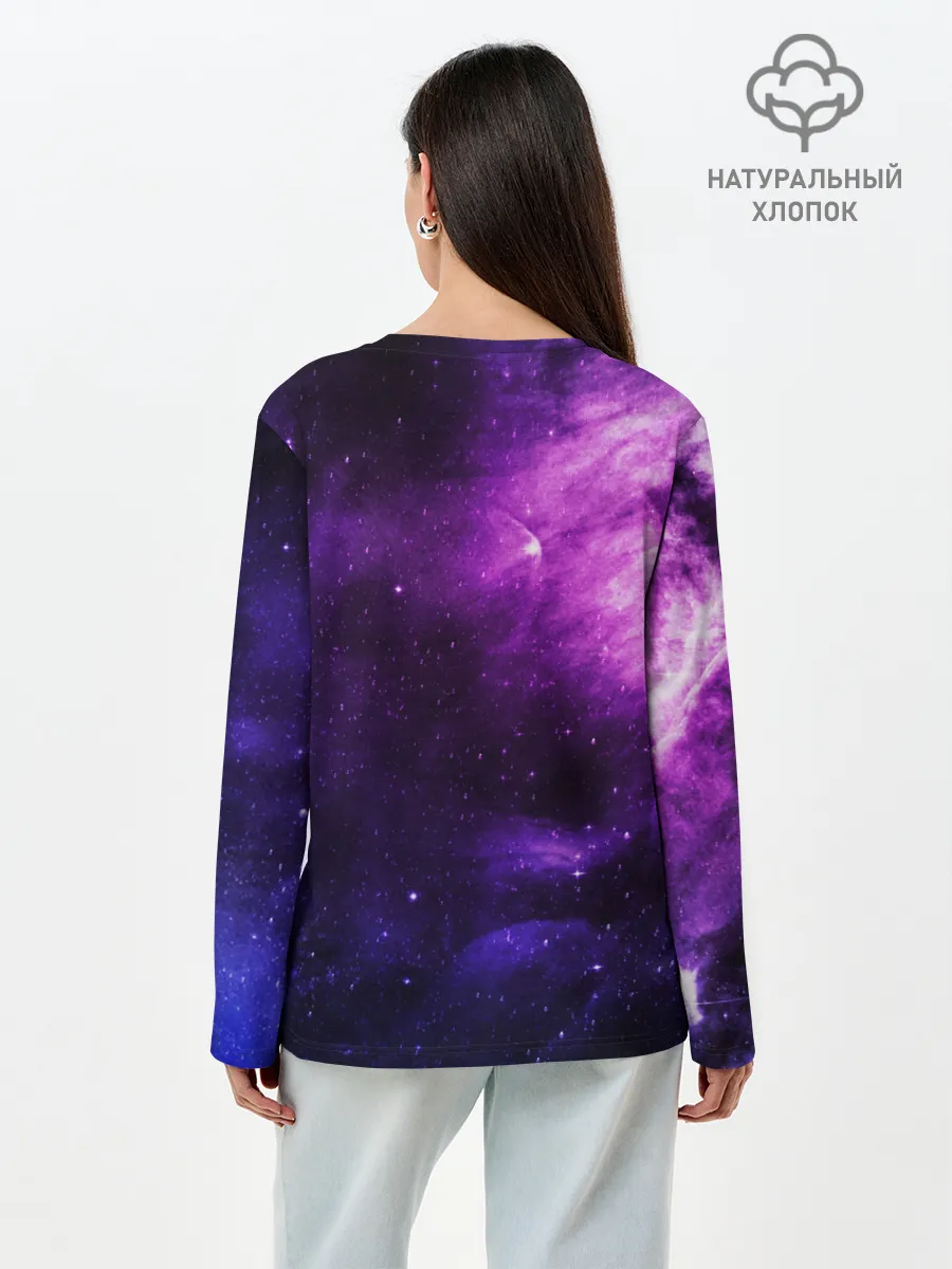 Лонгслив женский. Хлопок / Холодный космос