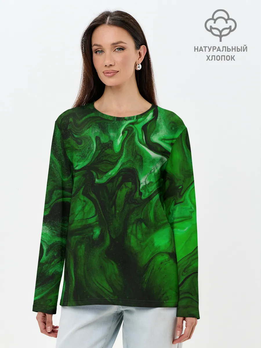 Лонгслив женский. Хлопок / Кислотные разводы
